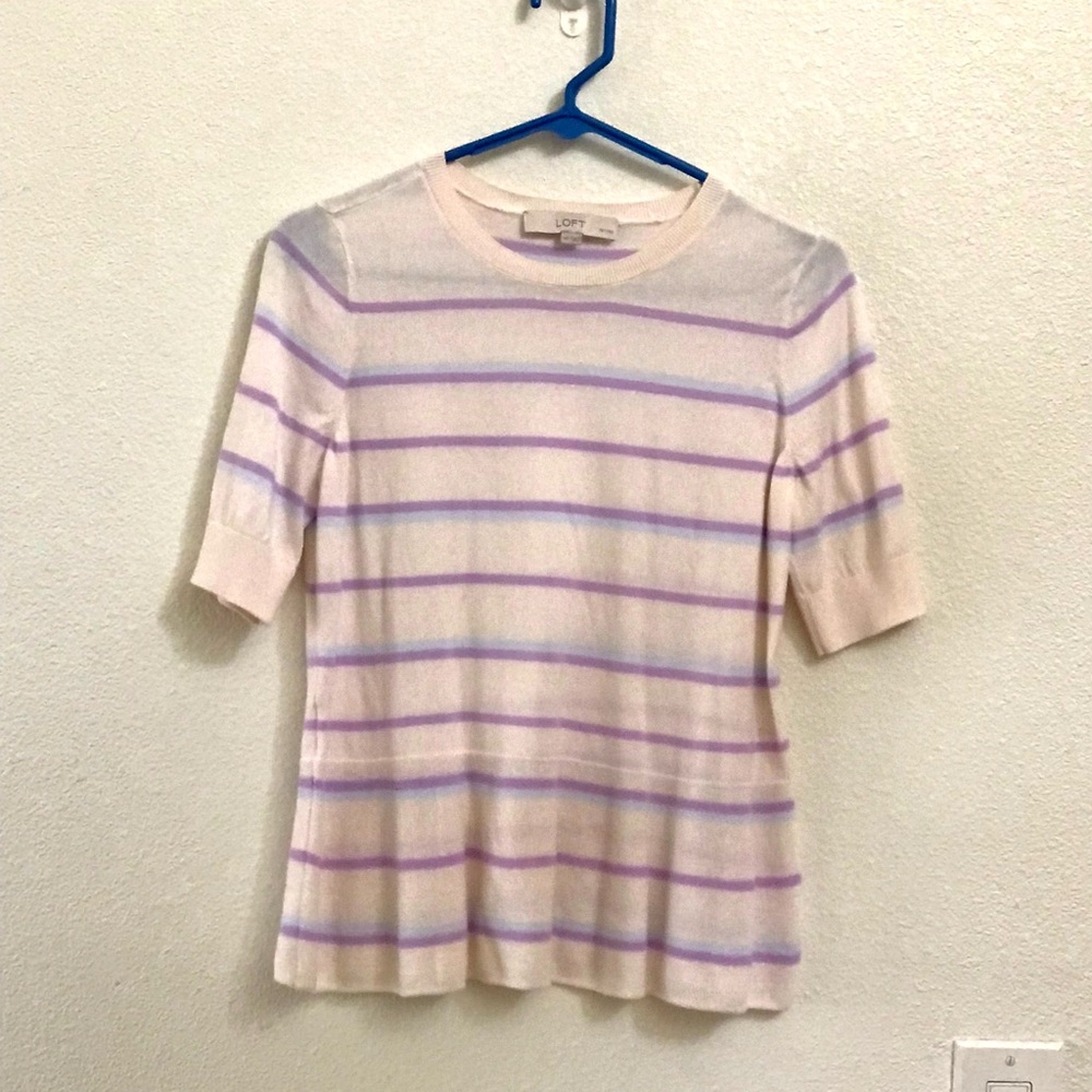 LOFT cotton peplum knit pastel top